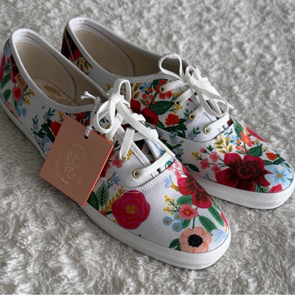 Keds Shoes - Keds X Rifle Paper Co. Women's Size 9.5 Floral Print Canvas Sneakers White Red